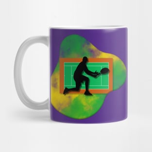 Tennis Player with Tennis Court Background and Wimbledon Colours 7 Mug